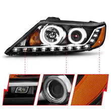 Load image into Gallery viewer, ANZO 2011-2013 Kia Sorento Projector Headlights w/ Halo Black (CCFL) Headlights ANZO

