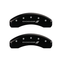 Load image into Gallery viewer, MGP 4 Caliper Covers Engraved Front &amp; Rear With stripes/Dodge Black finish silver ch Caliper Covers MGP
