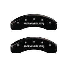Load image into Gallery viewer, MGP 4 Caliper Covers Engraved Front &amp; Rear WRANGLER Black finish silver ch Caliper Covers MGP
