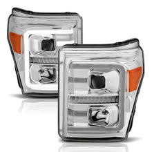 Load image into Gallery viewer, ANZO 11-16 Ford F-250/F-350/F-450 Projector Headlights w/ Plank Style Switchback Chrome w/Amber Headlights ANZO
