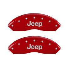 Load image into Gallery viewer, MGP Front set 2 Caliper Covers Engraved Front JEEP Red finish silver ch Caliper Covers MGP

