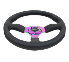 Load image into Gallery viewer, NRG Reinforced Steering Wheel (350mm / 2.5in. Deep) Leather Race Comfort Grip w/4mm Neochrome Spokes Steering Wheels NRG
