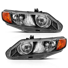 Load image into Gallery viewer, ANZO 2006-2011 Honda Civic 4 Door Crystal Headlight Black Amber (OE Replacement) Headlights ANZO
