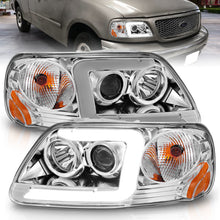 Load image into Gallery viewer, ANZO 1997-2003 Ford F-150 Projector Headlights w/ Light Bar Chrome Housing Headlights ANZO
