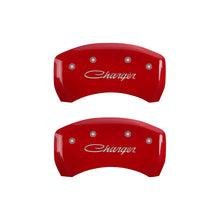 Load image into Gallery viewer, MGP 4 Caliper Covers Engraved Front &amp; Rear Cursive/Charger Yellow finish black ch Caliper Covers MGP
