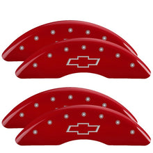 Load image into Gallery viewer, MGP 4 Caliper Covers Engraved Front &amp; Rear Bowtie Red finish silver ch Caliper Covers MGP
