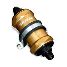 Load image into Gallery viewer, Fuelab 848 In-Line Fuel Filter Standard -8AN In/Out 100 Micron Stainless w/Check Valve - Gold Fuel Filters Fuelab
