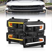 Load image into Gallery viewer, ANZO 19-22 Chevrolet Silverado 1500 LED Proj HL w/Lgt Bar SwBk Seq. Blk w/In. Light - Driver Side ON Headlights ANZO
