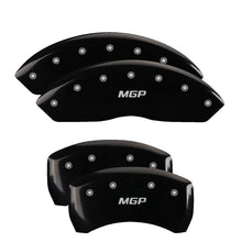 Load image into Gallery viewer, MGP 4 Caliper Covers Engraved Front &amp; Rear MGP Black Finish Silver Char 2017 Cadillac XT5 Caliper Covers MGP
