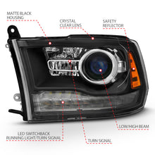 Load image into Gallery viewer, ANZO 2009-2018 Dodge Ram 1500 Projector Headlights Plank Style Halo w/Switchback Matte Black Headlights ANZO

