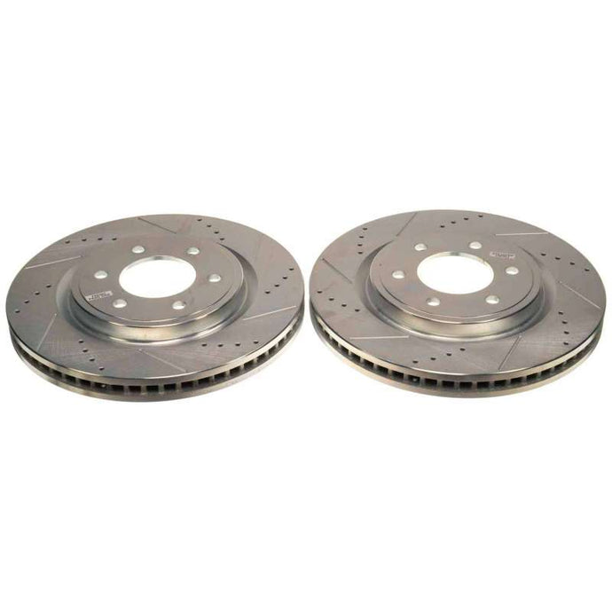 Power Stop 21-22 Ford F-150 Front Drilled & Slotted Rotor (Pair) Brake Rotors - Slot & Drilled PowerStop