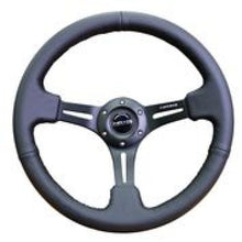 Load image into Gallery viewer, NRG Reinforced Steering Wheel (350mm / 3in. Deep) Black Leather w/ Black Stitching Steering Wheels NRG

