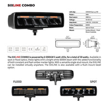 Load image into Gallery viewer, Go Rhino Xplor Blackout Combo Series Sixline LED Flood Lights w/Amber (Surface Mount) - Blk (Pair) Light Bars &amp; Cubes Go Rhino   
