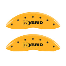 Load image into Gallery viewer, MGP 4 Caliper Covers Engraved F &amp; R GM Style Yellow Finish Black Char 2005 Chevy Silverado 1500 Caliper Covers MGP
