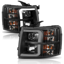 Load image into Gallery viewer, ANZO 07-13 Chevrolet Silverado 1500 Plank Style Projector Headlights Black w/ Amber Headlights ANZO
