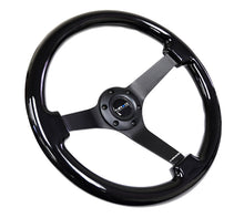 Load image into Gallery viewer, NRG Reinforced Steering Wheel (350mm / 3in. Deep) Black w/Black Chrome Solid 3-Spoke Center Steering Wheels NRG
