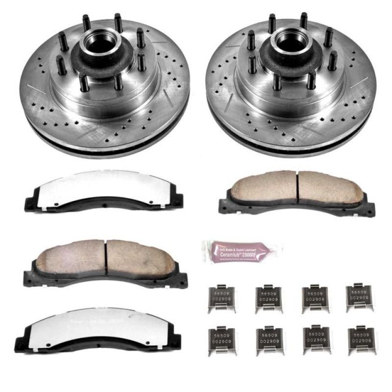 Power Stop 17-18 Ford E-450 Super Duty Front Z36 Truck & Tow Brake Kit Brake Rotors - Slot & Drilled PowerStop   