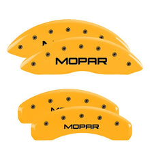 Load image into Gallery viewer, MGP 4 Caliper Covers Engraved Front &amp; Rear MOPAR Yellow finish black ch Caliper Covers MGP
