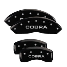 Load image into Gallery viewer, MGP 4 Caliper Covers Engraved Front &amp; Rear Cobra Black finish silver ch Caliper Covers MGP
