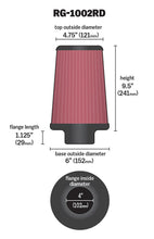 Load image into Gallery viewer, K&amp;N Universal Air Filter Chrome Round Tapered Red - 4in Flange ID x 1.125in Flange Length x 9.5in H Air Filters - Universal Fit K&amp;N Engineering   

