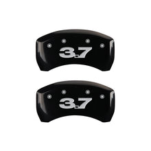 Load image into Gallery viewer, MGP 4 Caliper Covers Engraved Front Mustang Engraved Rear 37 Black finish silver ch Caliper Covers MGP
