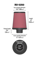 Load image into Gallery viewer, K&amp;N Universal Tapered Filter 3.125in Flange ID x 5in Base OD x 3.5in Top OD x 6in Height Air Filters - Universal Fit K&amp;N Engineering   
