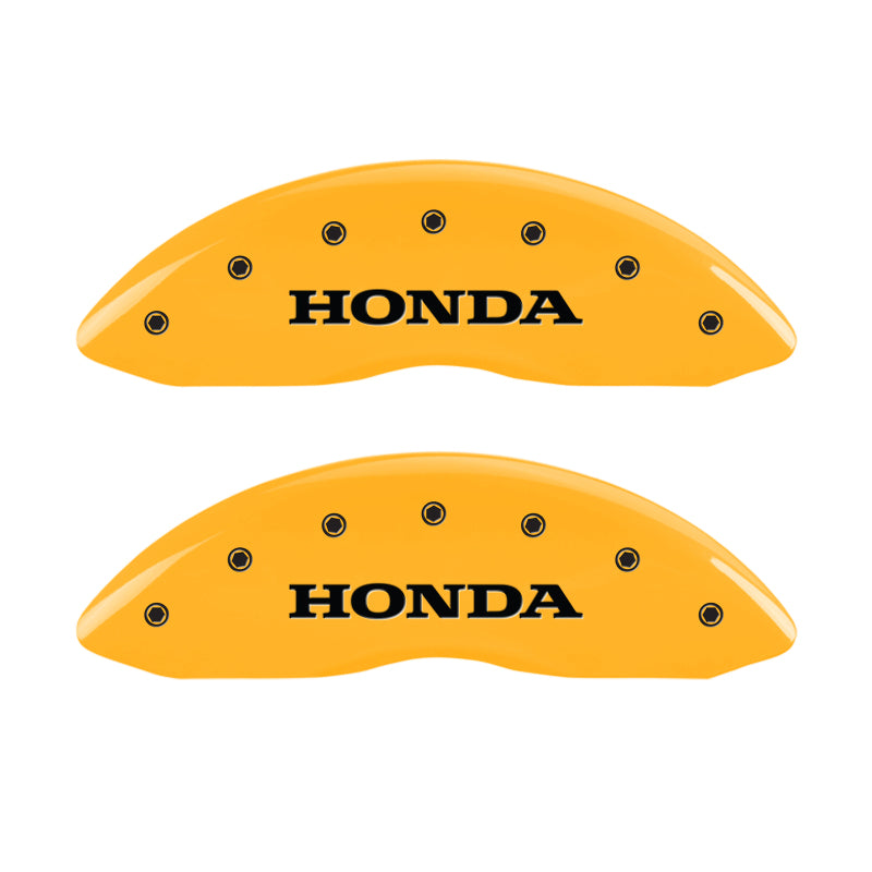 MGP 4 Caliper Covers Engraved Front Honda Engraved Rear Pilot/2015 Yellow finish black ch Caliper Covers MGP
