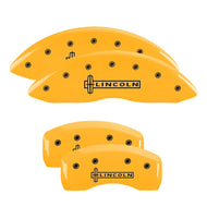 MGP 4 Caliper Covers Engraved Front & Rear MGP Yellow Finish Black Char 2002 Lincoln Blackwood Caliper Covers MGP