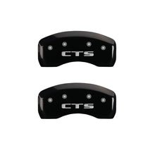 Load image into Gallery viewer, MGP 4 Caliper Covers Engraved Front Cursive/Cadillac Engraved Rear CTS Black finish silver ch Caliper Covers MGP
