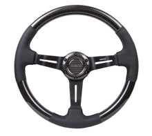 Load image into Gallery viewer, NRG Carbon Fiber Steering Wheel (350mm / 1.5in. Deep) Leather Trim w/Blk Stitch &amp; Slit Cutout Spokes Steering Wheels NRG
