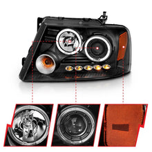 Load image into Gallery viewer, ANZO 2004-2008 Ford F-150 Projector Headlights w/ Halo and LED Black G2 Headlights ANZO
