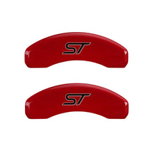 Load image into Gallery viewer, MGP 4 Caliper Covers Engraved Front &amp; Rear No Bolts/St Red Finish Silver Char 2018 Ford Fusion Caliper Covers MGP
