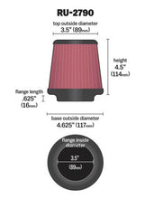 Load image into Gallery viewer, K&amp;N Filter Universal Rubber Filter 3 1/2 inch Flange 4 5/8 inch Base 3 1/2 inch Top 4 1/2 inch Heigh Air Filters - Universal Fit K&amp;N Engineering   
