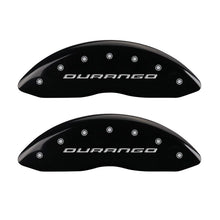 Load image into Gallery viewer, MGP 4 Caliper Covers Engraved Front &amp; Rear With out stripes/Durango Black finish silver ch Caliper Covers MGP
