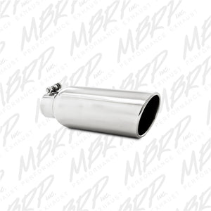 MBRP Universal Tip 4in OD 2.5in Inlet 12in Length Angled Cut Rolled End Clampless No-Weld T304 Steel Tubing MBRP   