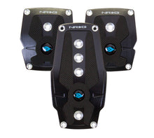 Load image into Gallery viewer, NRG Brushed Aluminum Sport Pedal M/T - Black w/Black Rubber Inserts Pedal Covers NRG
