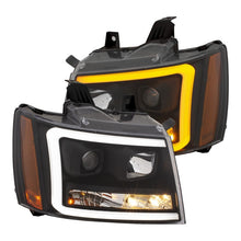 Load image into Gallery viewer, ANZO 07-14 Chevy Tahoe Projector Headlights w/ Plank Style Design Black w/ Amber Headlights ANZO
