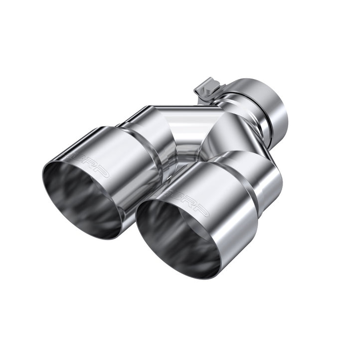MBRP 3in ID / Dual 4in OD Out Staggered L 9.87in / R 9.37in Single Wall T304 SS Univ Exhaust Tip Tips MBRP   