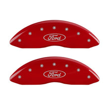 Load image into Gallery viewer, MGP Front set 2 Caliper Covers Engraved Front Oval logo/Ford Red finish silver ch Caliper Covers MGP
