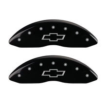 Load image into Gallery viewer, MGP 4 Caliper Covers Engraved Front &amp; Rear MGP Black Finish Silver Char 2018 Chevrolet Traverse Caliper Covers MGP
