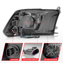 Load image into Gallery viewer, ANZO 2009-2020 Dodge Ram 1500 Full LED Square Projector Headlights w/ Chrome Housing Black Amber Headlights ANZO
