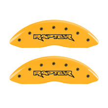 Load image into Gallery viewer, MGP 4 Caliper Covers Engraved Front &amp; Rear Raptor Yellow finish black ch Caliper Covers MGP
