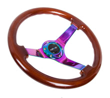 Load image into Gallery viewer, NRG Reinforced Steering Wheel (350mm / 3in. Deep) Classic Dark Wood w/4mm Neochrome Solid 3-Spoke Steering Wheels NRG
