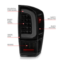 Load image into Gallery viewer, ANZO 16-21 Toyota Tacoma LED Tail Lights - w/ Light Bar Sequential Black Housing &amp; Smoke Lens Tail Lights ANZO
