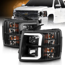 Load image into Gallery viewer, ANZO 07-13 Chevrolet Silverado 3500 Projector Headlights - Black Amber Headlights ANZO
