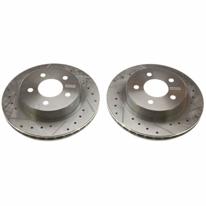 Power Stop 84-86 Ford Mustang Rear Evolution Drilled & Slotted Rotors - Pair Brake Rotors - Slot & Drilled PowerStop