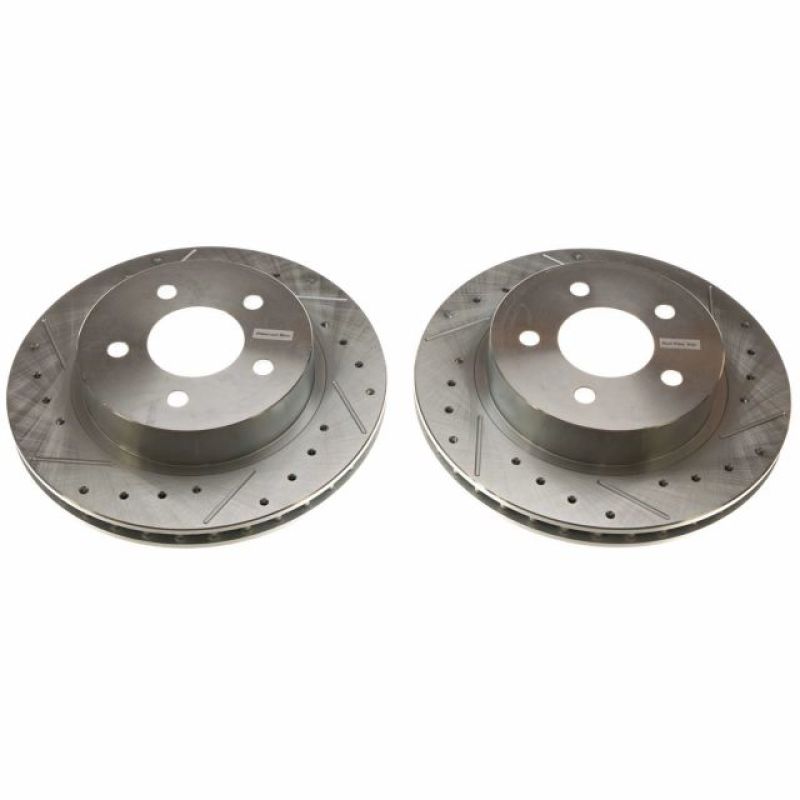 Power Stop 84-86 Ford Mustang Rear Evolution Drilled & Slotted Rotors - Pair Brake Rotors - Slot & Drilled PowerStop
