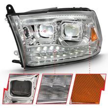 Load image into Gallery viewer, ANZO 2009-2018 Dodge Ram 1500 Led Projector Plank Style Switchback H.L Halo Chrome Amber (OE Style) Headlights ANZO
