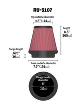 Load image into Gallery viewer, K&amp;N Universal Air Filter 6in Flange / 7-1/2in Base / 4-1/2in Top / 6-1/2in Height Air Filters - Universal Fit K&amp;N Engineering   
