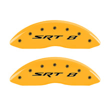 Load image into Gallery viewer, MGP 4 Caliper Covers Engraved Front &amp; Rear SRT8 Yellow finish black ch Caliper Covers MGP
